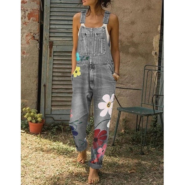 Printed Overalls, Plus Size, Amazon Wish,Sling DenimTrousers