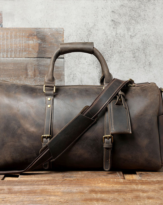 Classic Top Layer Leather Travel Bag