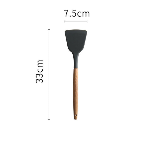 Non-Stick Spatula Special Silicone Spatula Soup Spoon Kitchen Utensil Wooden Handle Cooking Spatula Baking Tool