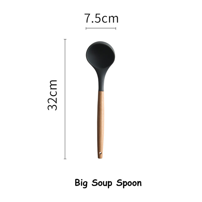 Non-Stick Spatula Special Silicone Spatula Soup Spoon Kitchen Utensil Wooden Handle Cooking Spatula Baking Tool