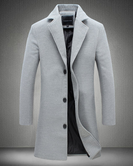 2021 Autumn And Winter New Mens Solid Color Casual Business Woolen Coats