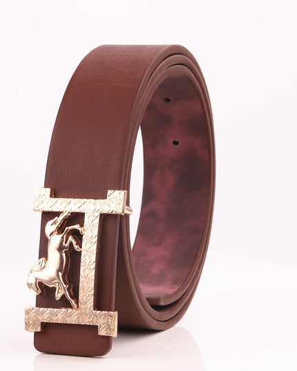 Horse gold buckle Real leather belt