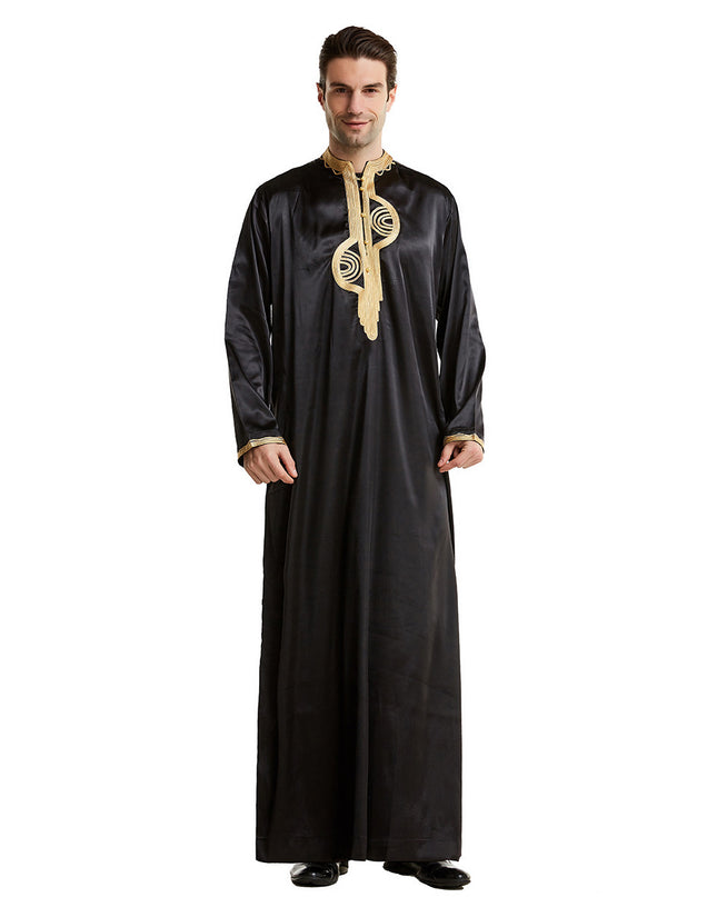 Arabian Middle East Stand Collar Embroidered Robe
