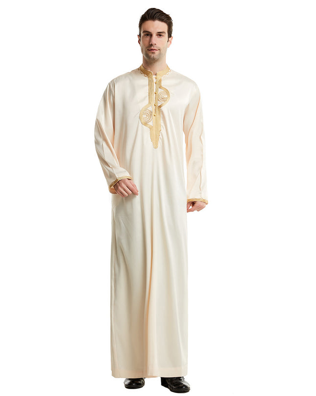 Arabian Middle East Stand Collar Embroidered Robe