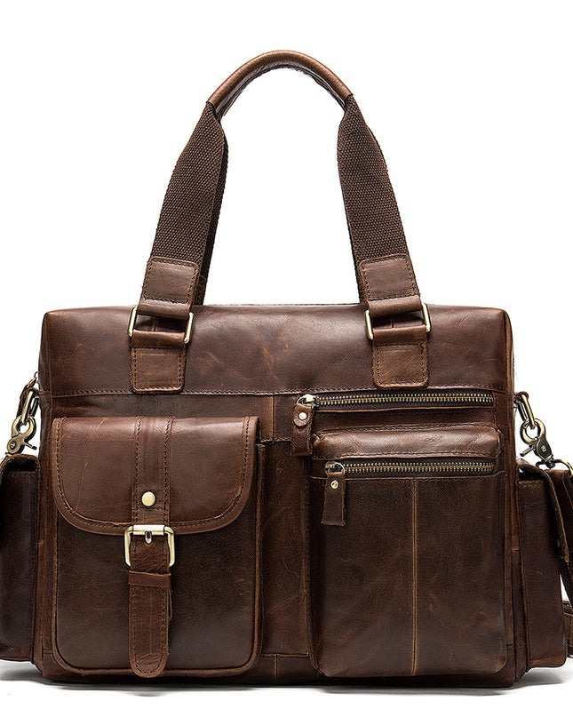 Handbag Retro First Layer Leather Business Travel Bag Men's Leather Duffel Bag