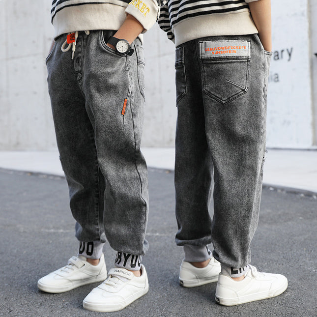 Boy's Loose Color Matching Jeans Spring And Autumn Cotton Children's Pants