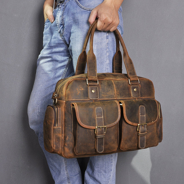 Leather Fashion Business Briefcase Messenger Bag Men