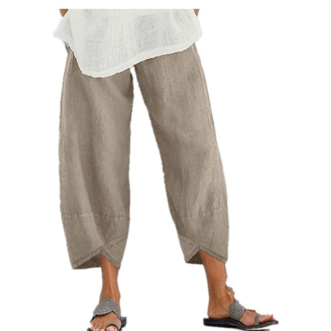 Cotton mid-rise wide-leg pants casual pants