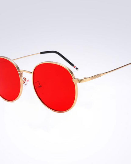 New spring mirror leg sunglasses Metal round frame retro sunglasses Colorful reflective European and American trend sunglasses