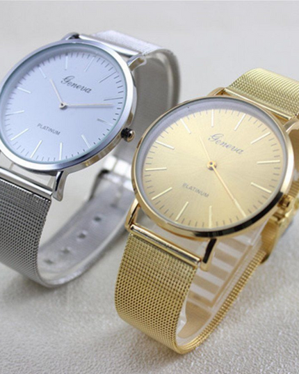 Fashion and trend net steel band Geneva men and women watches.