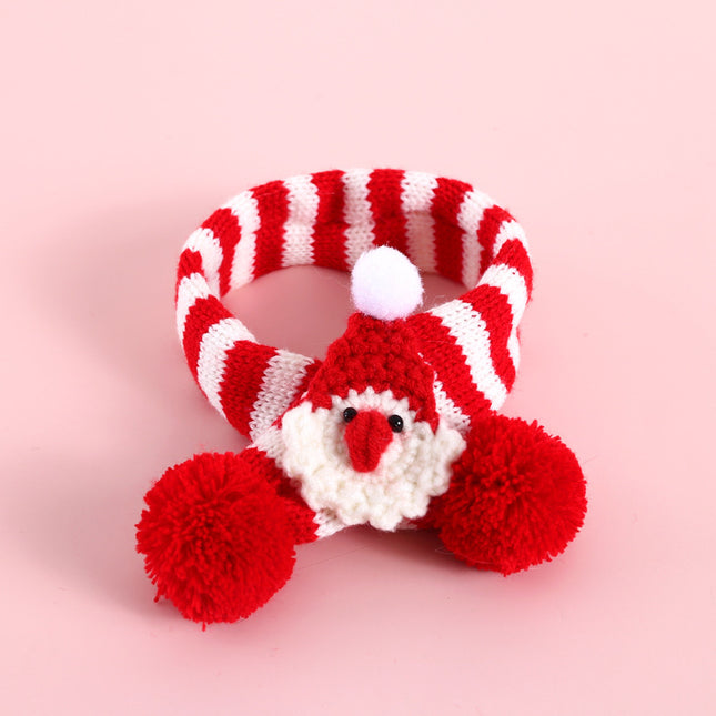 Pet Knitted Woolen Striped Christmas Scarf