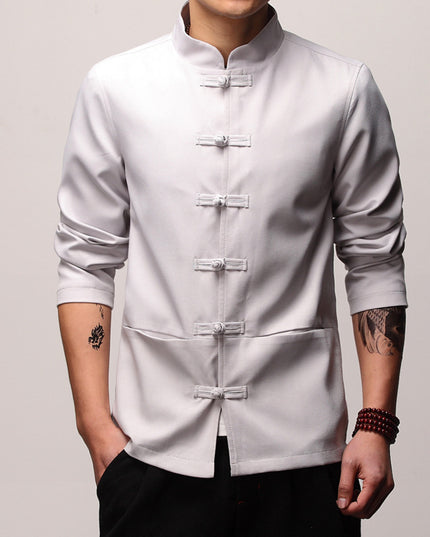 Men's Stand Collar Casual Retro Shirt Jacket