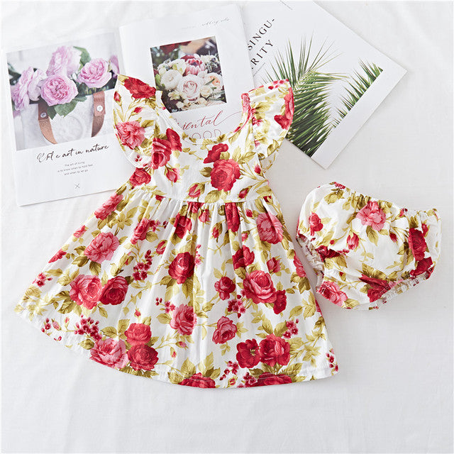 Cotton Baby Ruffled Floral Print Dress