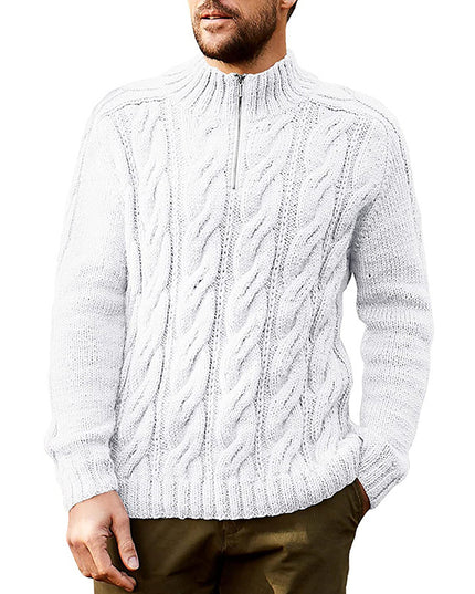 Sweater Men's Solid Color Half High Neck Long Sleeve Sweater