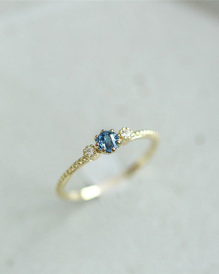 ROMAD Ocean Blue Rhinestone Rings Women Size 105 Gold Silver Finger Rings for Wedding Engagement Simple Bohemian Rings