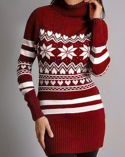 Tight-fitting Sexy Christmas Theme Jacquard Long-sleeved Knitted Dress