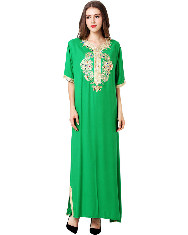 Middle East Muslim Women's Robe Short Sleeve Dress