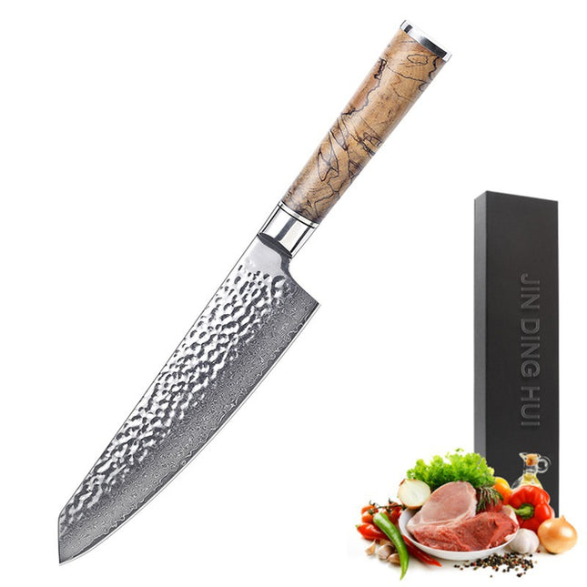 Damascus Steel Solidified Wood Handle Kitchen Knife Embryo