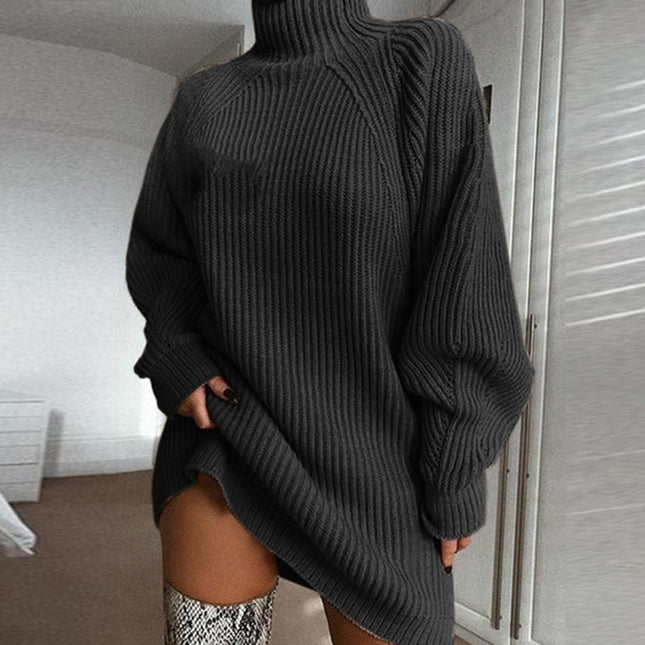Oheyna Designs : Knitted Women's Dress Autumn and Winter Loose Slim Knee Thick Sweater Skirt Coat Sweater