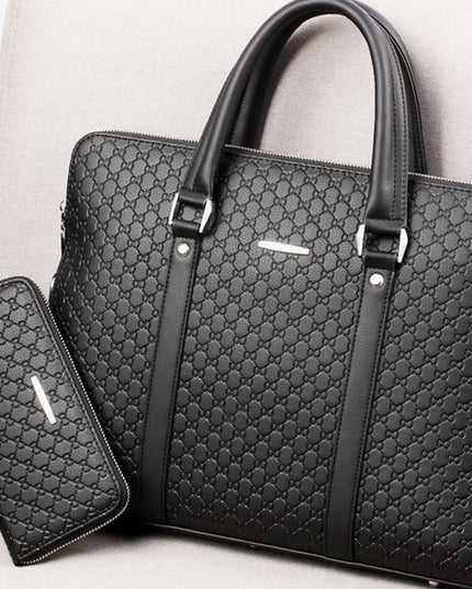 Men bag handbag leather business briefcase embossed letters