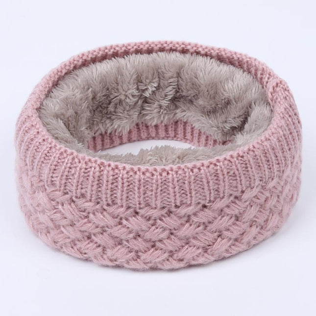 Winter warm men and women bib solid color wool knit plus velvet thick collar European and American scarves