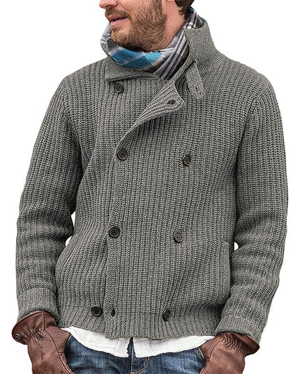 Large Size Sweater Men's Solid Color Button Knit Jacket