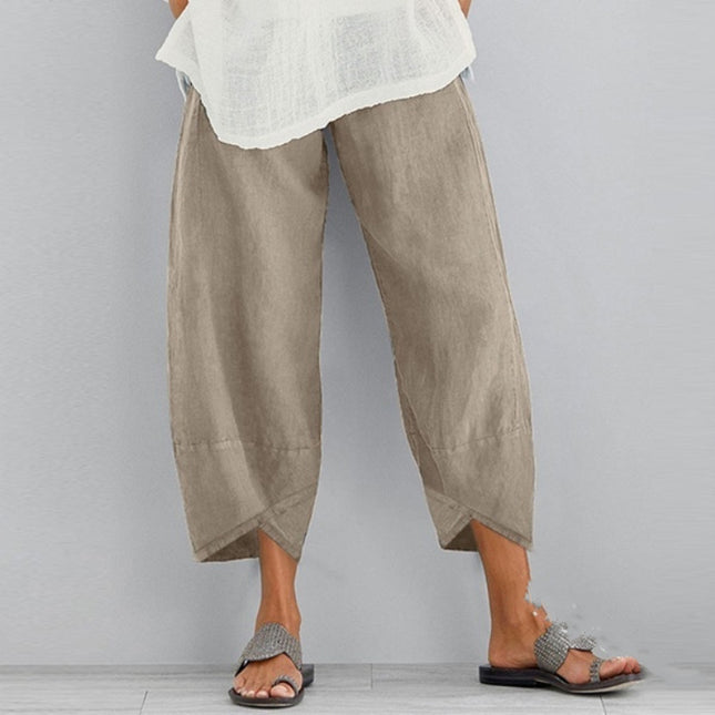 Cotton mid-rise wide-leg pants casual pants