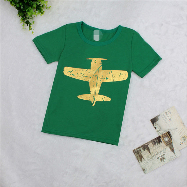Fashion Casual Cotton Print Fashion Small Airplane Kids T-shirt
