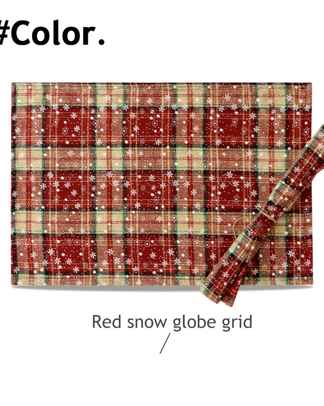 Christmas Series New Year Cloth Plaid Table Flag Insulation Pad