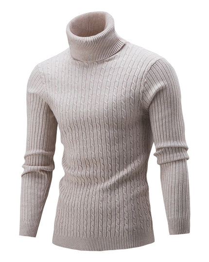 Sweater Twist Knit Sweater Slim-fit High Neck Knit