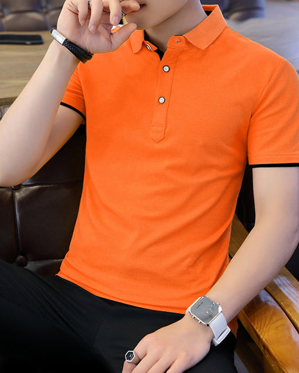 Polo Shirt For Men Casual Short Sleeve Polo Shirts Patchwork Turn-down Collar Zipper T-Shirt Summer Men Shirt Tops