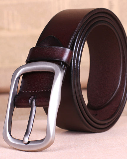 Leather belt buckle male pure leather belt young mens belt all-match middle-aged.
