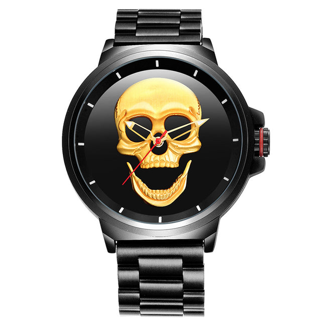 3D Black Watch 2021 Pirate Skull Style Quartz Men Watches Brand Men Military steel Men Sports Watch Waterproof Relogio Masculino