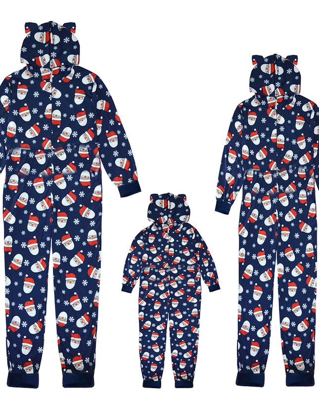 Christmas Family Matching Onesis Sleepwear Jumpsuit Santa Claus Long Sleeve Hooded Homewear Xmas Romper Nightwear For Kid Adults