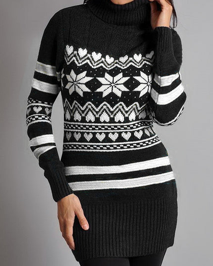 Tight-fitting Sexy Christmas Theme Jacquard Long-sleeved Knitted Dress