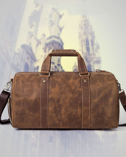Vintage Crazy Horse Leather Men's Travel Bag