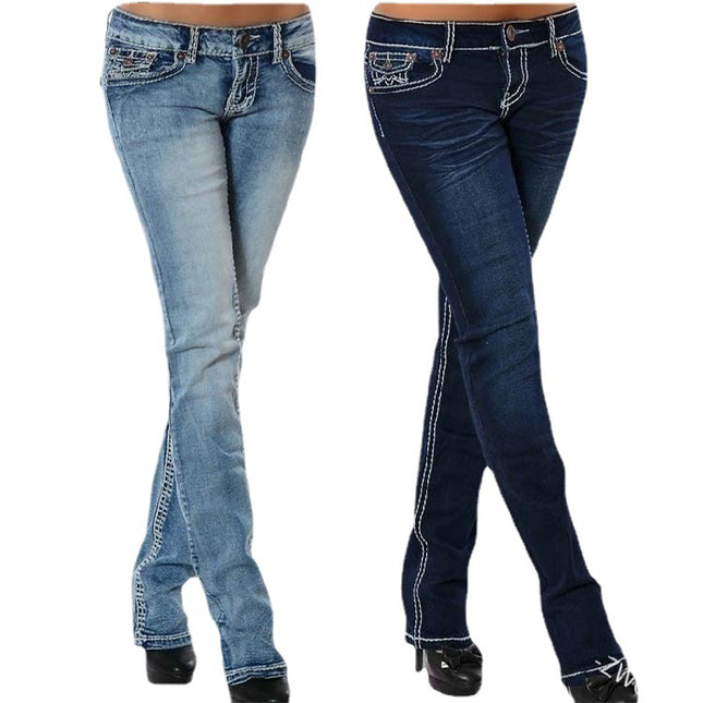 Fashion Women's High Waist Bag Hip Slim Jeans