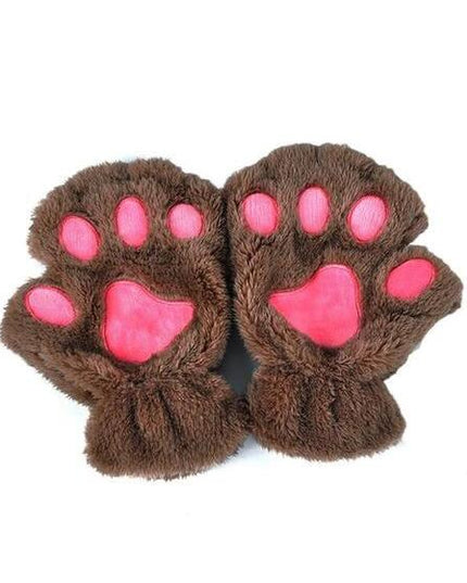 Winter Lovely Half Cover Paw Bear Cat Claw Gloves Short Finger