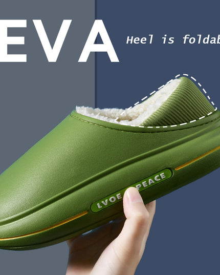 EVA Fluffy Slippers Waterproof Warm Plush Shoes For Women Couple