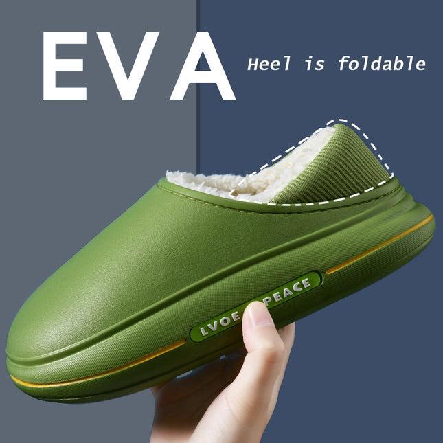 EVA Fluffy Slippers Waterproof Warm Plush Shoes For Women Couple