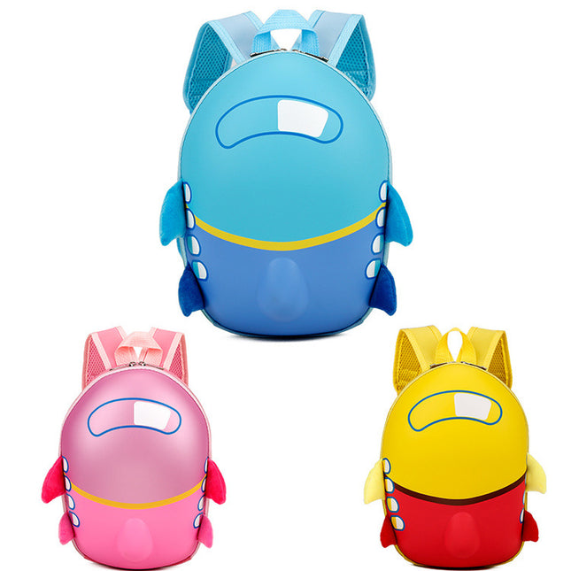 Wholesale children's cartoon kindergarten schoolbag small aircraft hard shell backpack waterproof eggshell double shoulder bag