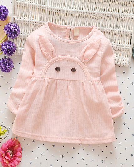 In The Autumn Of 2021 New Children's Skirt Dress Baby Infant Long Sleeved Cartoon Rabbit Princess Dress Color Cotton