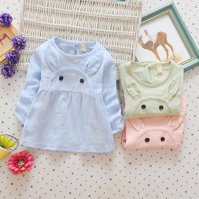 In The Autumn Of 2021 New Children's Skirt Dress Baby Infant Long Sleeved Cartoon Rabbit Princess Dress Color Cotton