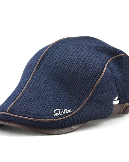 Yang crown in elderly men's winter hat knitting peaked cap thick warm Vintage British leisure peaked cap