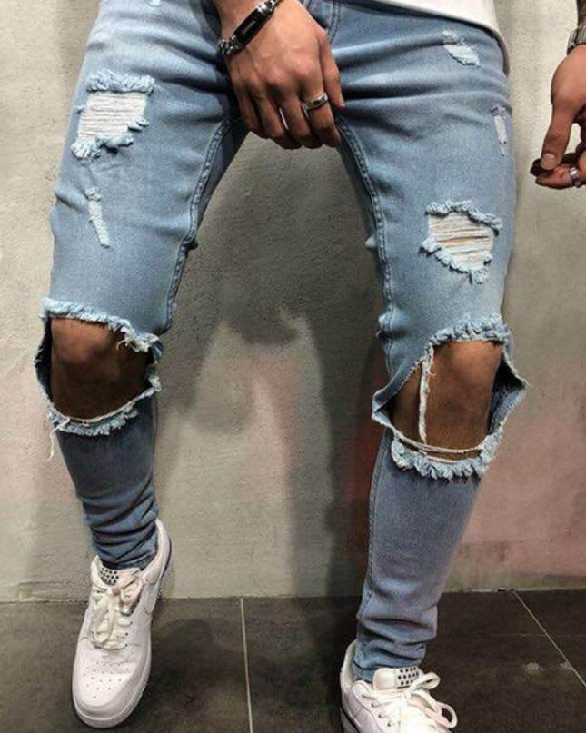 Men's knees, big brooch pants