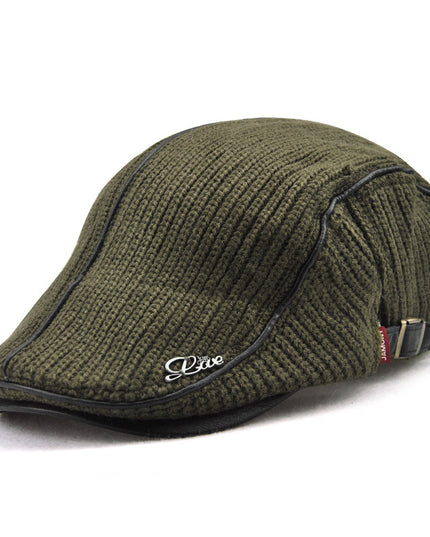 Yang crown in elderly men's winter hat knitting peaked cap thick warm Vintage British leisure peaked cap