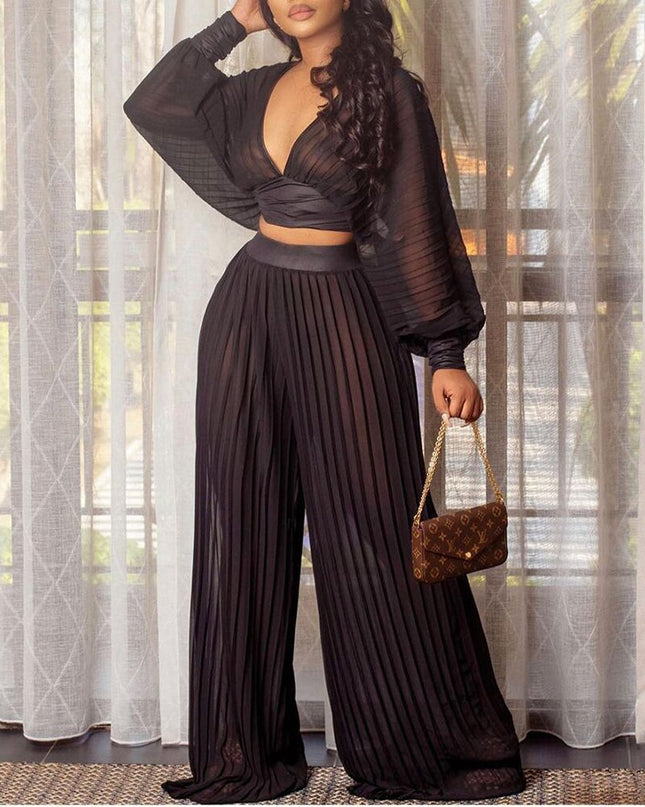 Pleated Pleated Wide-leg Pants Two-piece Suit