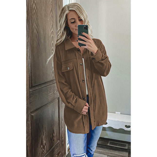 Women's Solid Lapel Loose Single Breasted Jacket