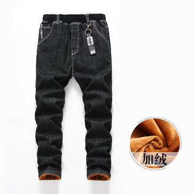 Autumn and winter children's jeans, jeans, Korean pants, pants, boomers and plush trousers Taobao