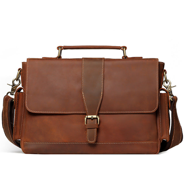 Business leather men's briefcase